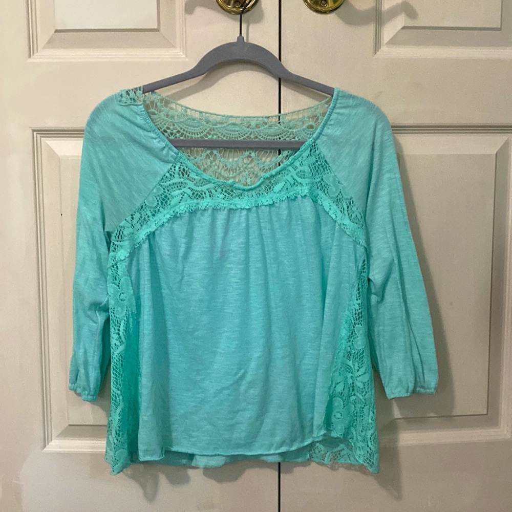 Lacey teal long sleeve